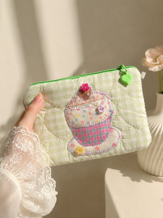 Handmade Sweet Cupcake Patchwork Zipper Pouch |Free shipping