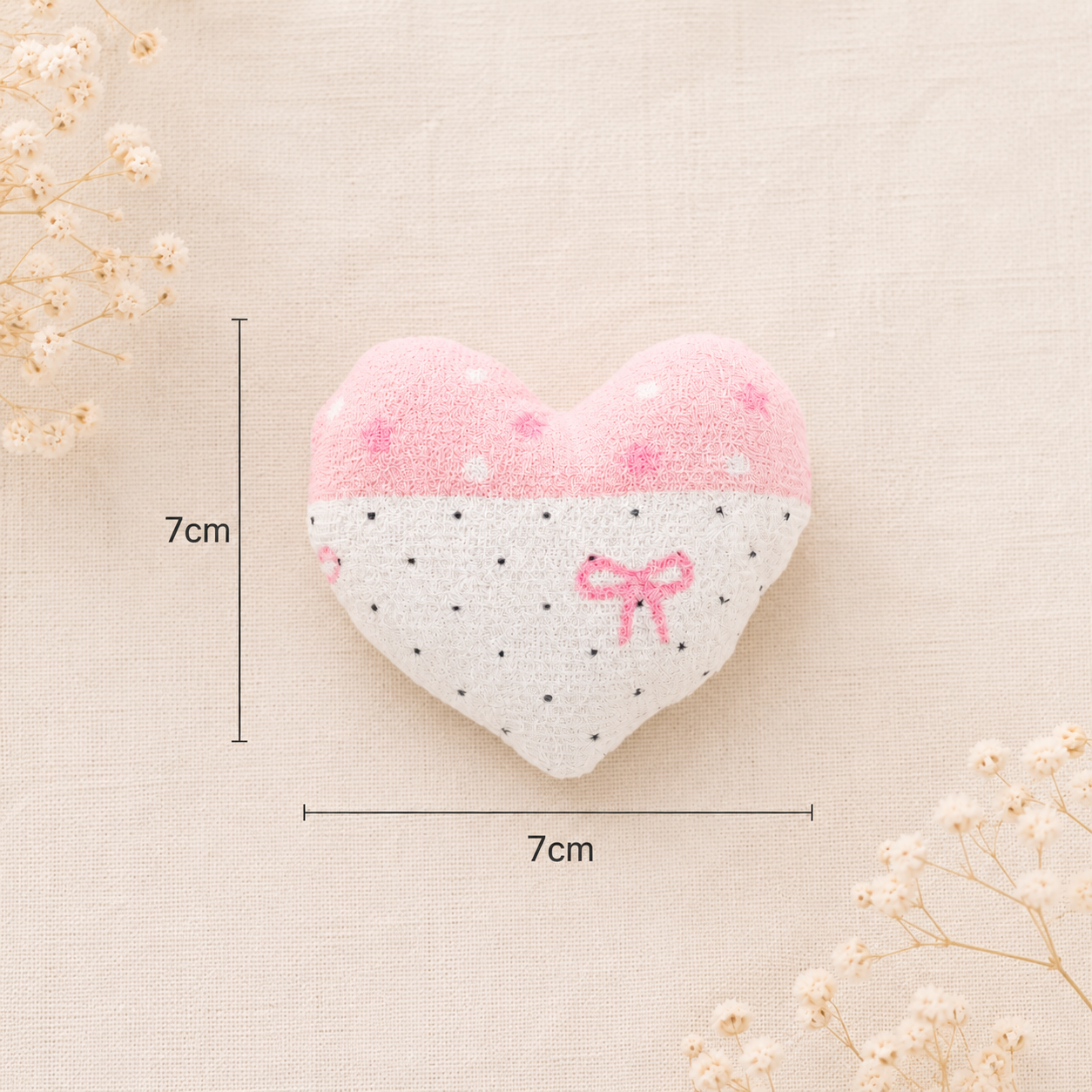 Handmade Pink Patchwork Heart Fabric Charm|Free shipping