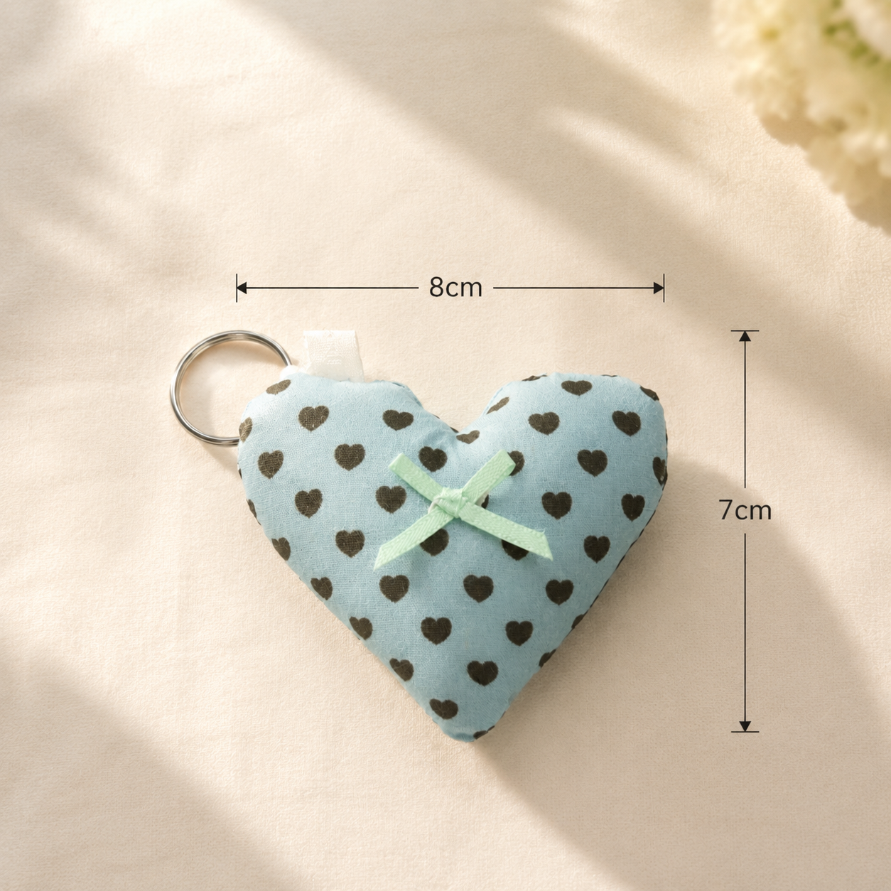 Handmade Blue Heart Fabric Keychain｜Free shipping