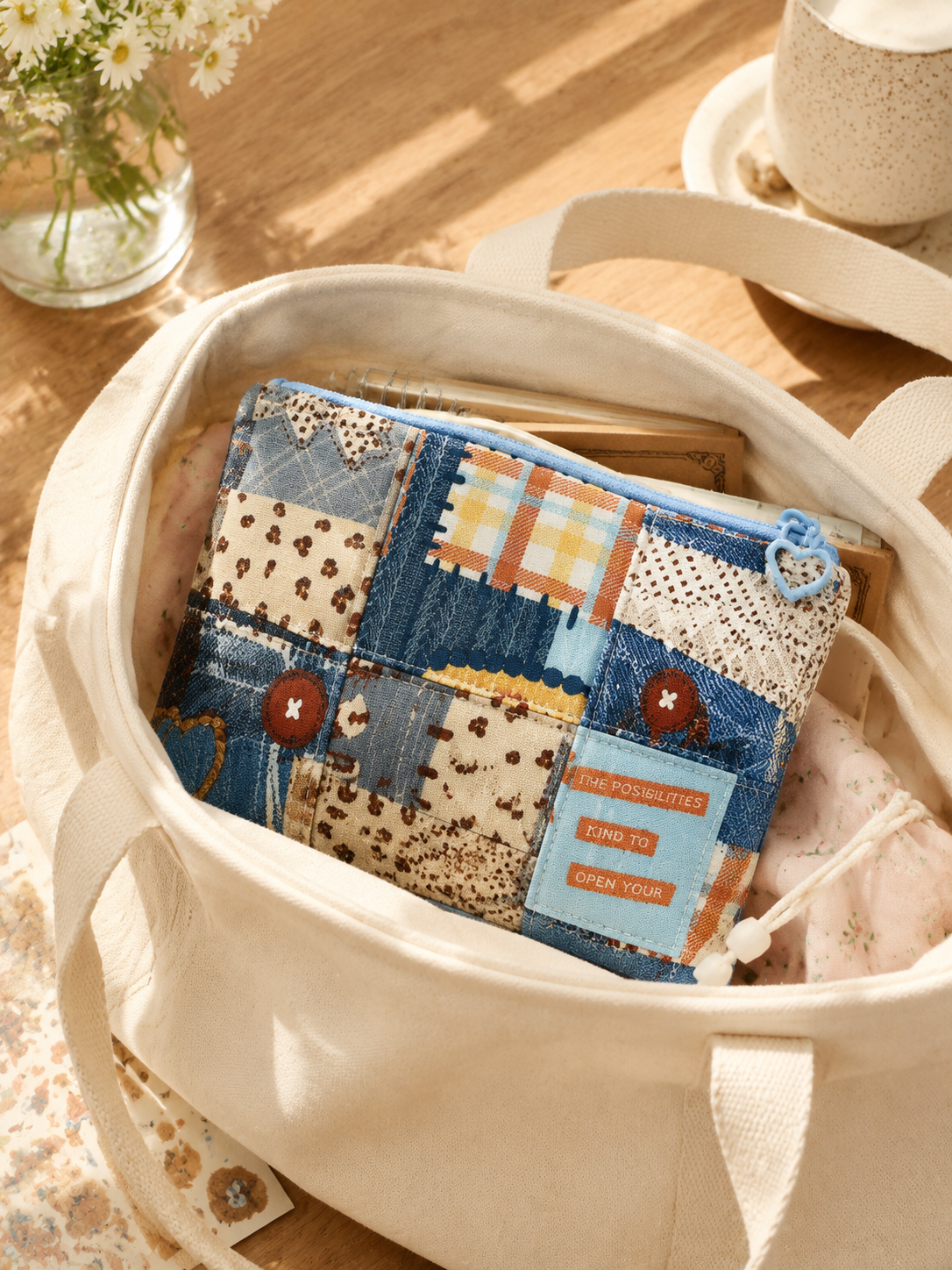 Handmade Vintage Blue Fabric Organizer ｜Free shipping