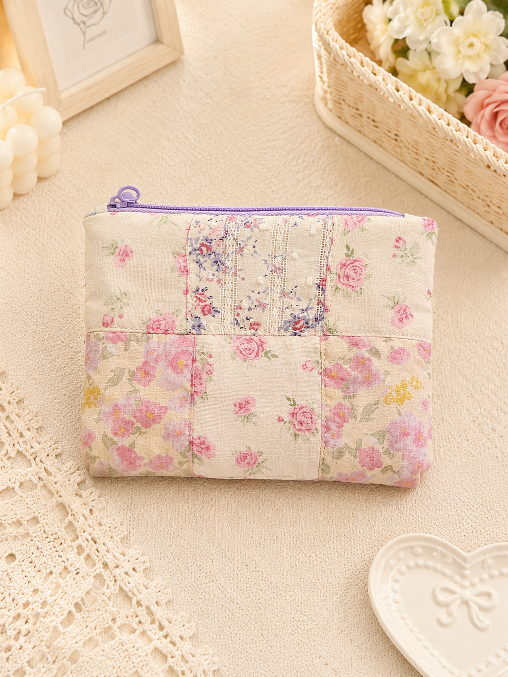 z-Floral Vintage Handmade Patchwork Pouch｜Free shipping