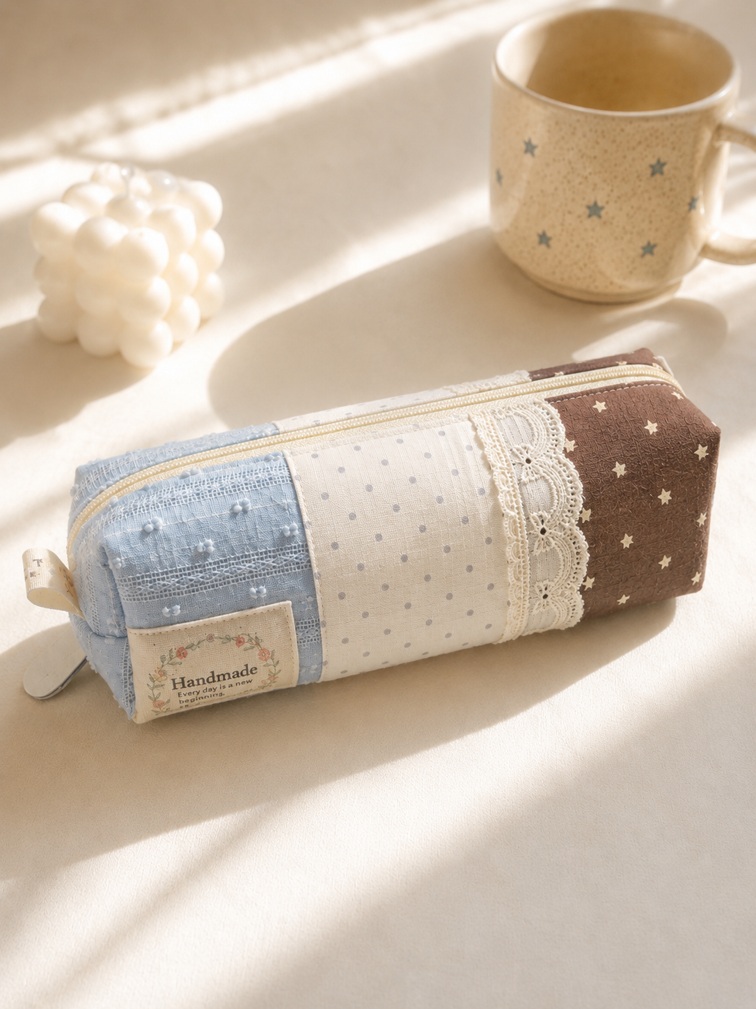 Handmade Blue Star Patchwork Pencil Case ｜Free shipping