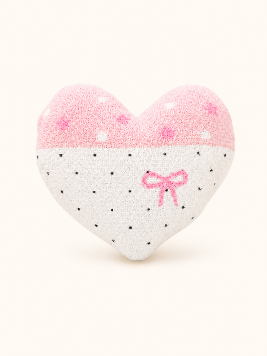 Handmade Pink Patchwork Heart Fabric Charm｜Free shipping