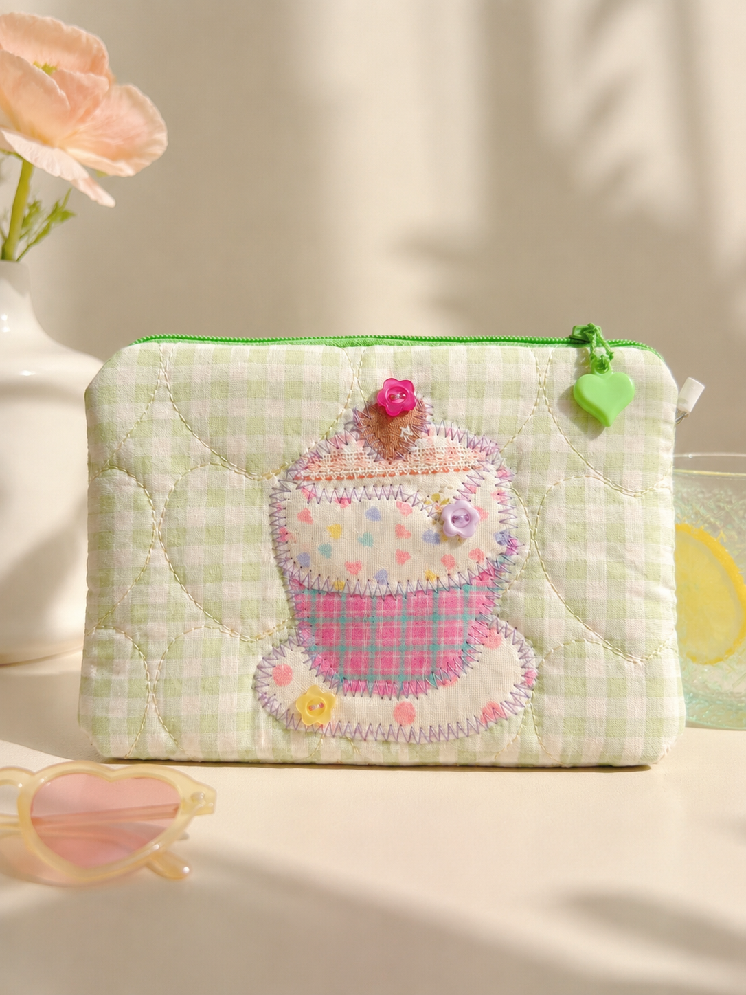 Handmade Sweet Cupcake Patchwork Zipper Pouch ｜Free shipping