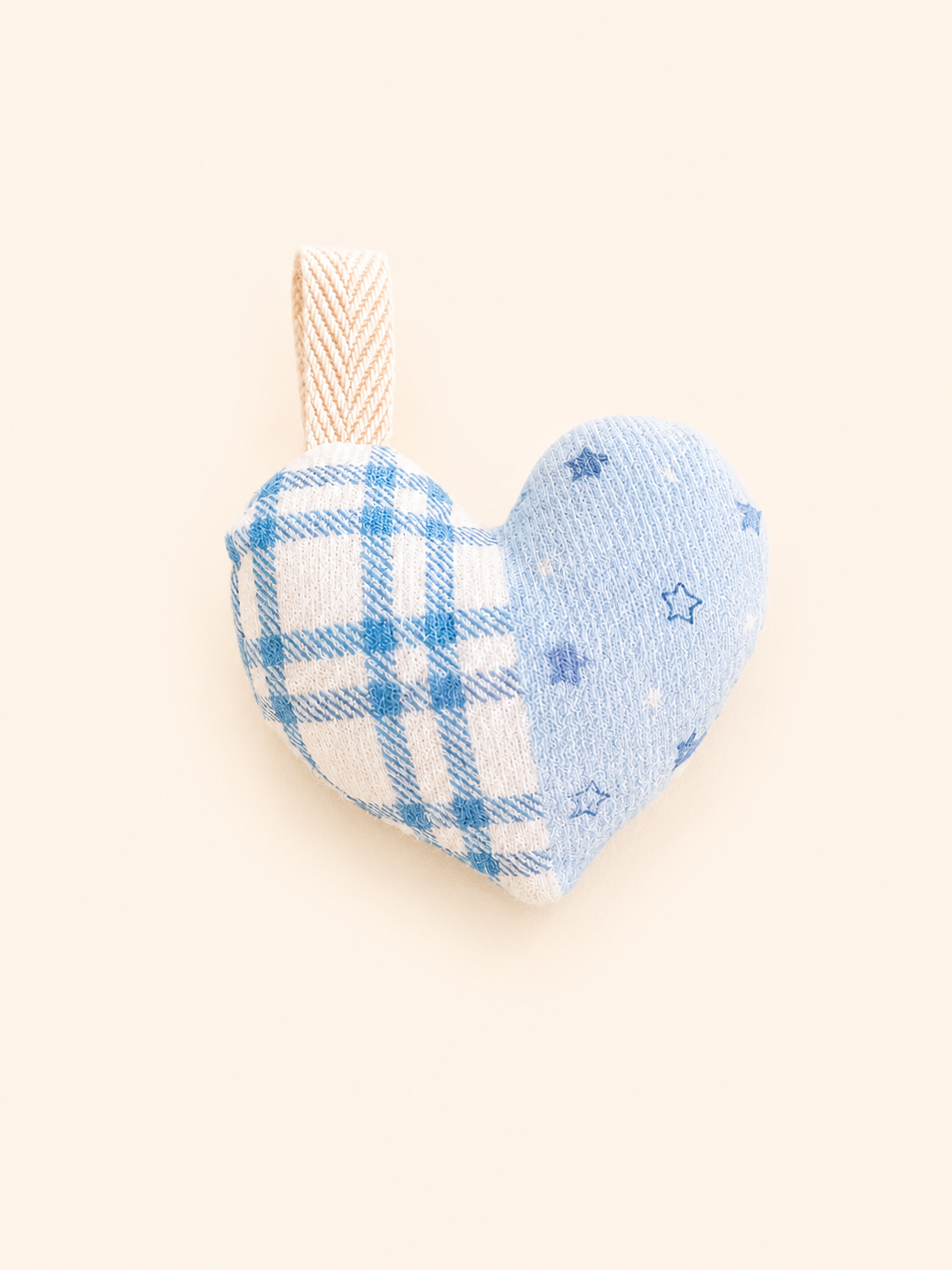 Handmade Blue Gingham Heart Bag Charm｜Free shipping