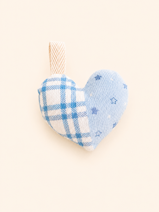 Handmade Blue Gingham Heart Bag Charm｜Free shipping