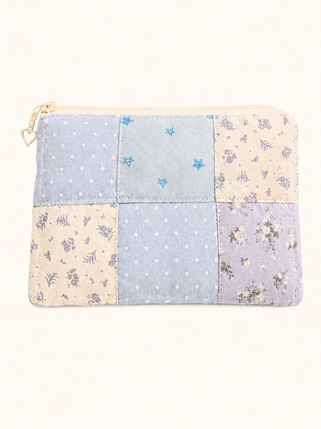 Handmade Blue Floral Patchwork Zipper Pouch | Everyday Essentials Bag