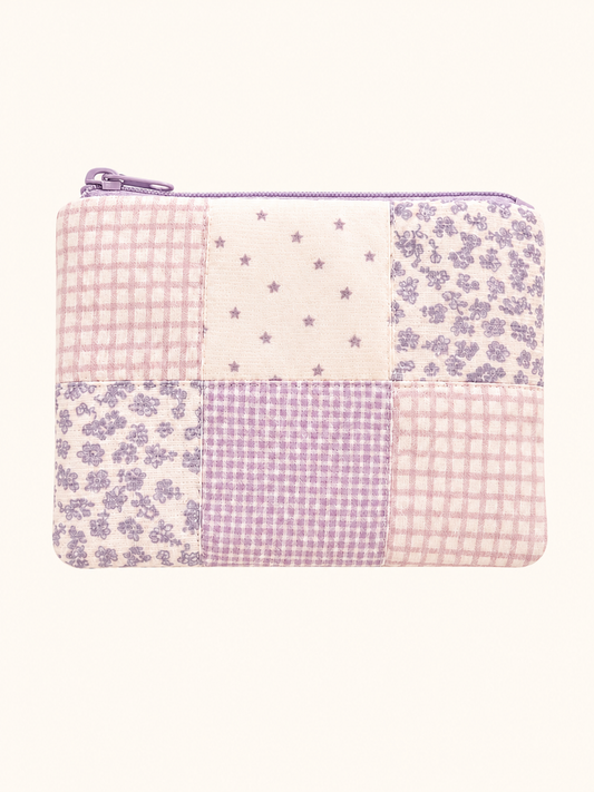 Handmade Lavender Patchwork Zipper Pouch | Everyday Essentials Bag