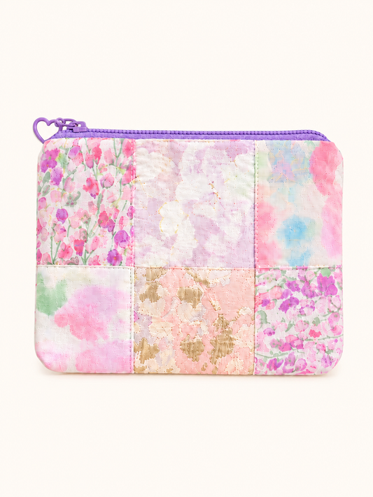 Handmade Pastel Patchwork Zipper Pouch ｜Free shipping