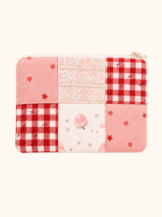 Handmade Strawberry Patchwork Zipper Pouch | Everyday Essentials Bag