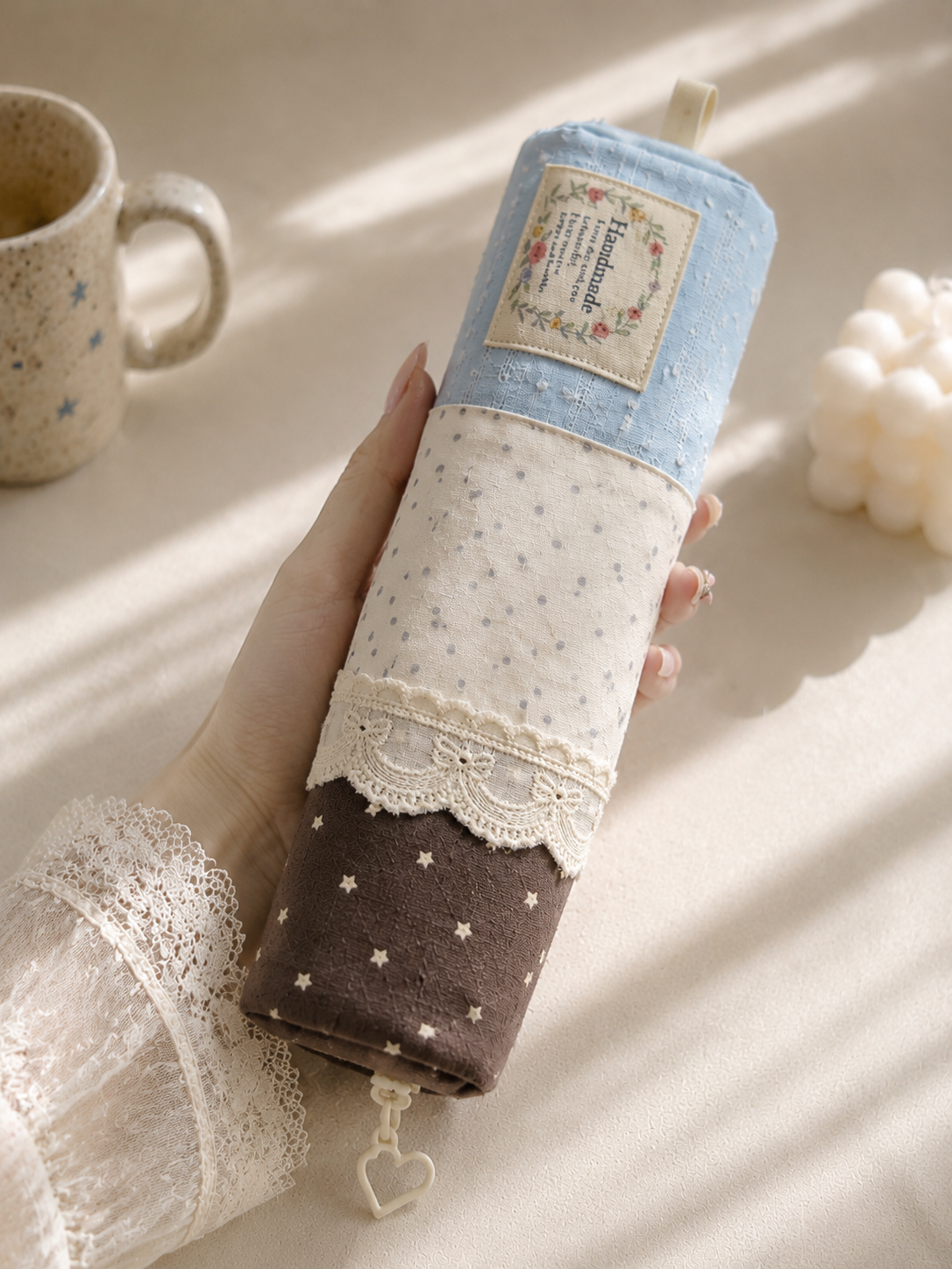 Handmade Blue Star Patchwork Pencil Case ｜Free shipping