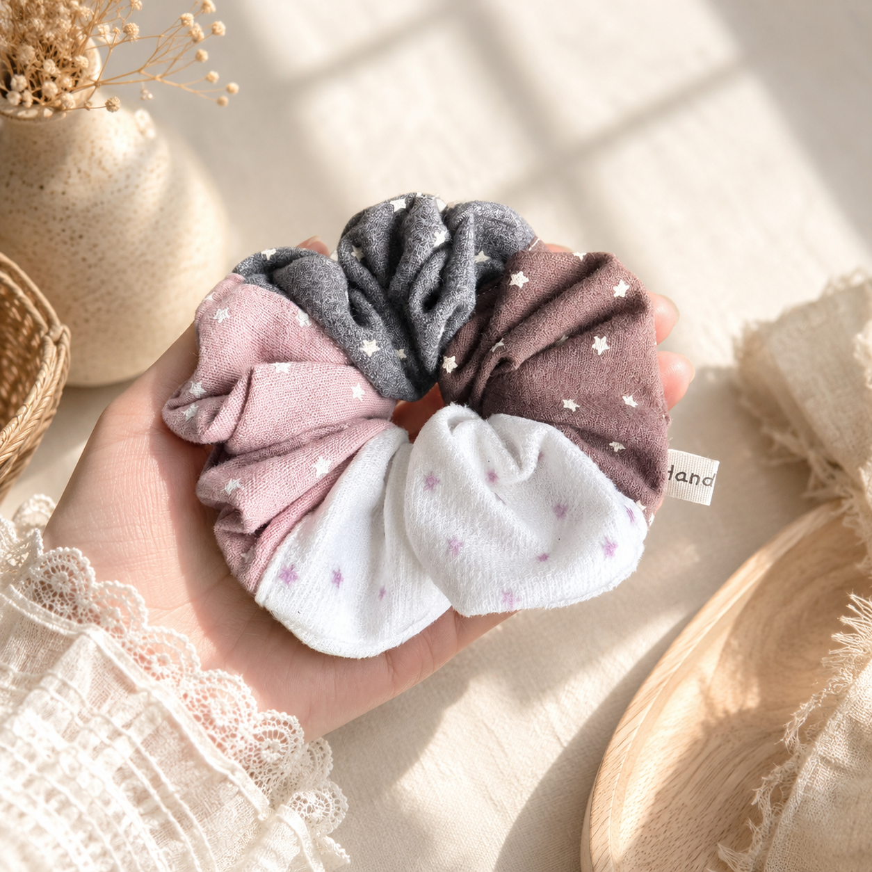 Handmade Patchwork Star Scrunchie｜Free shipping