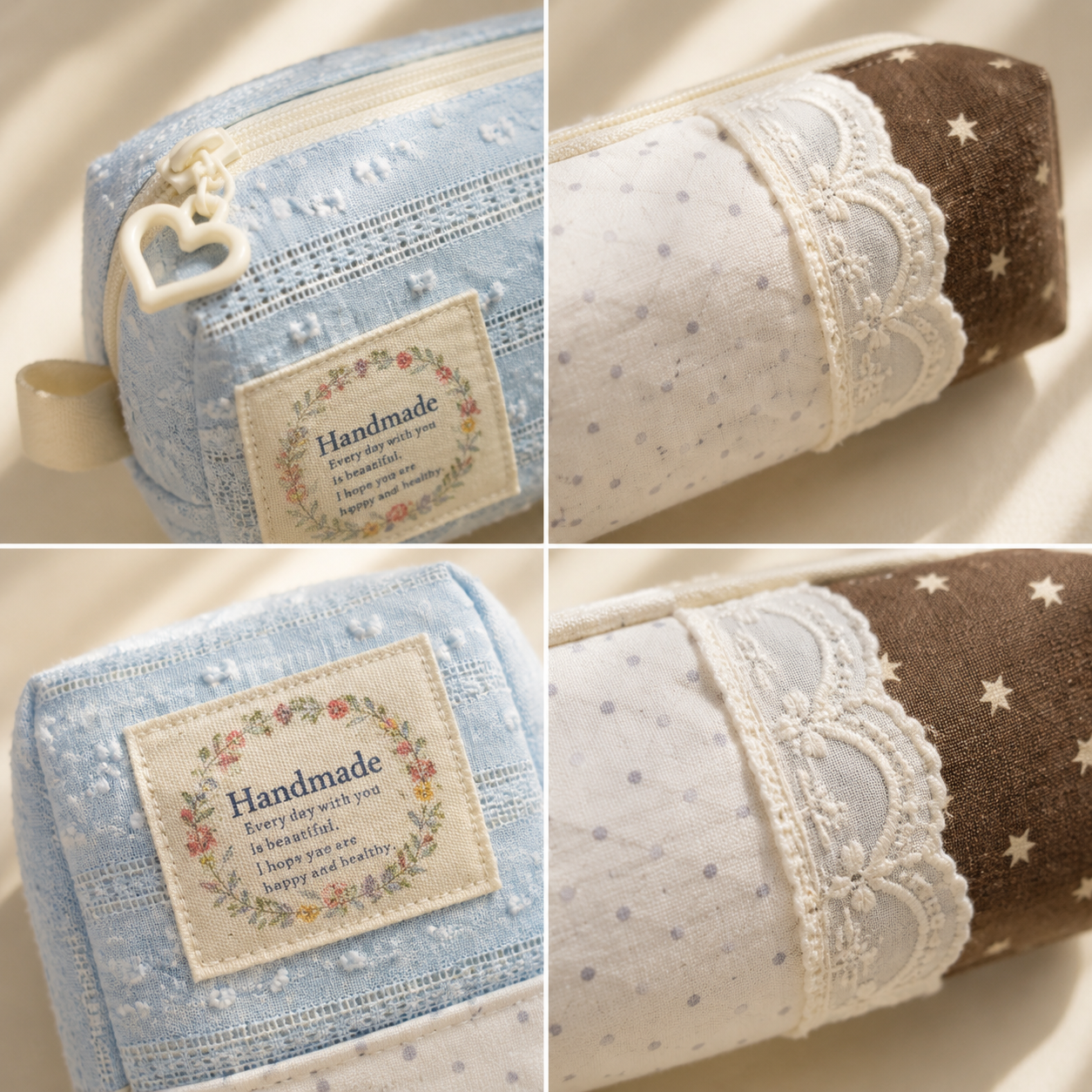Handmade Blue Star Patchwork Pencil Case ｜Free shipping