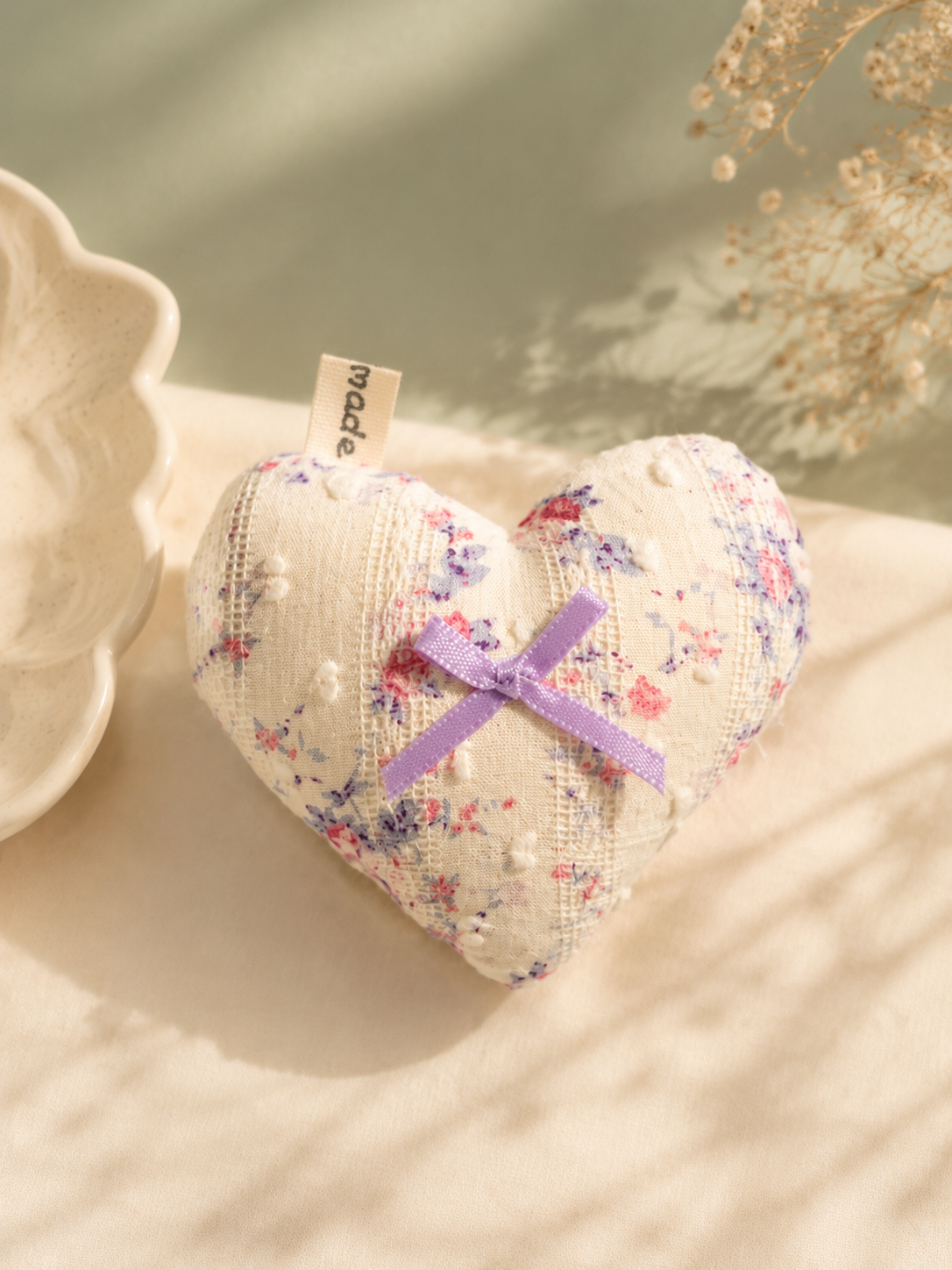 Handmade Lavender Floral Handmade Heart Charm | Free shipping