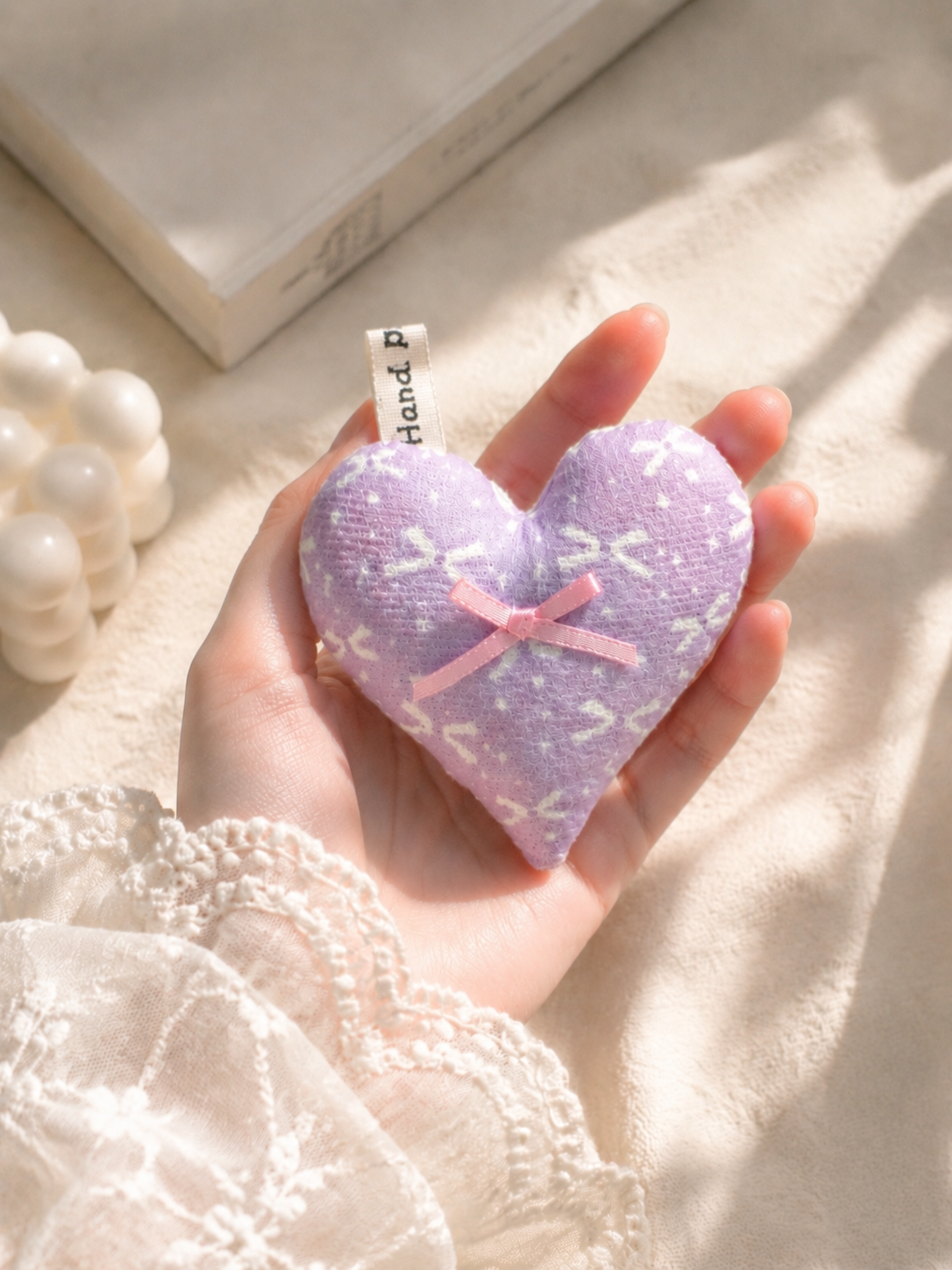 Handmade Lavender Heart Plush Charm｜Free shipping
