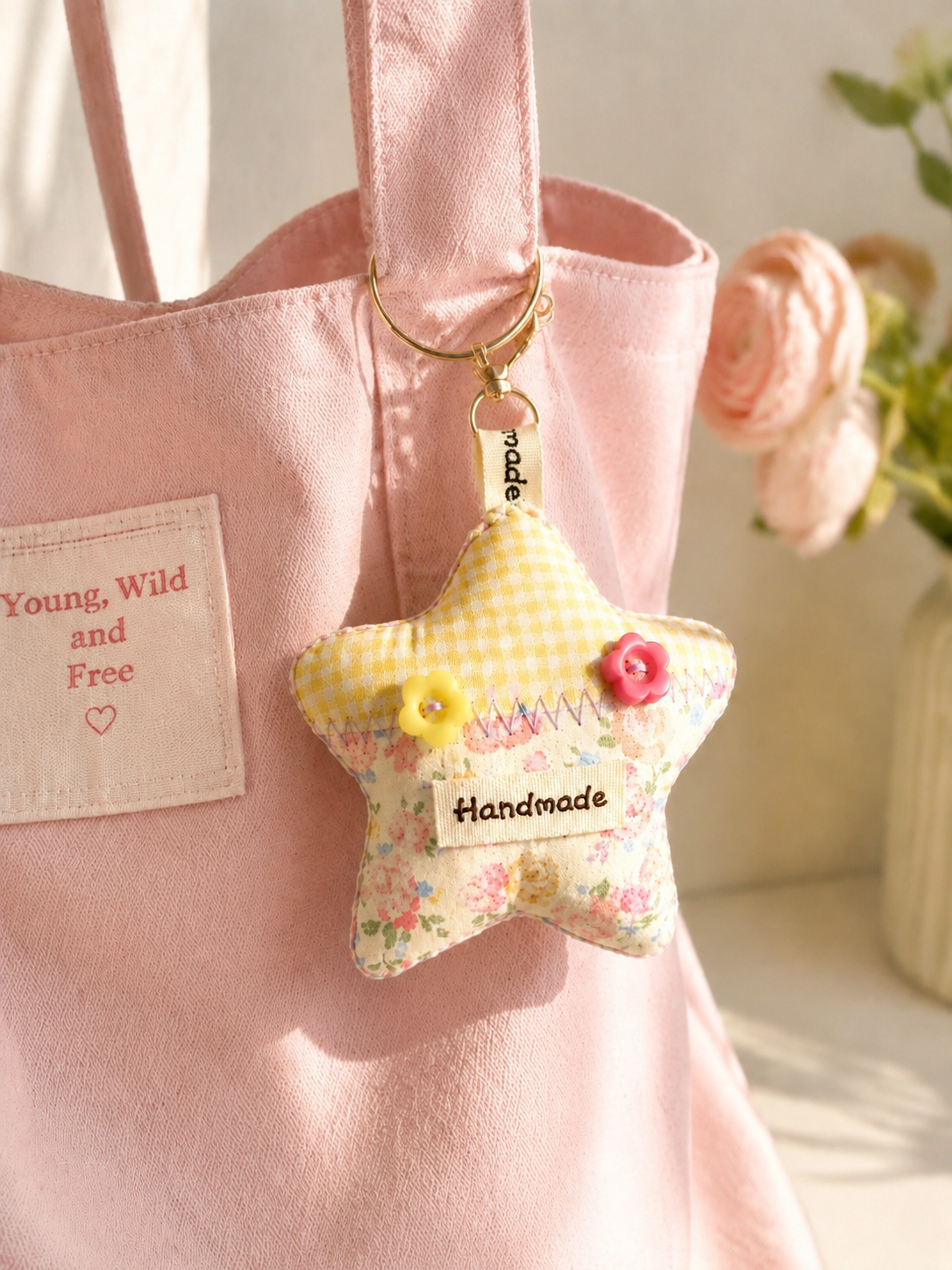 Handmade Pastel Floral Patchwork Star Charm｜Free shipping