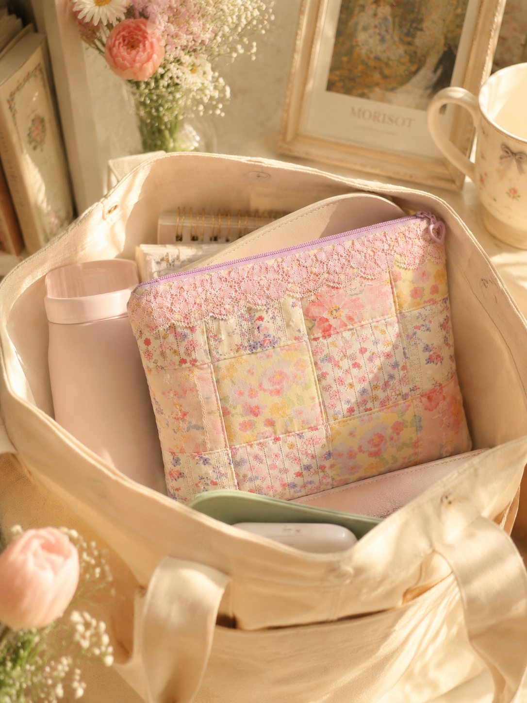 Handmade Floral Cosmetic and Everyday Organizer | Free shipping