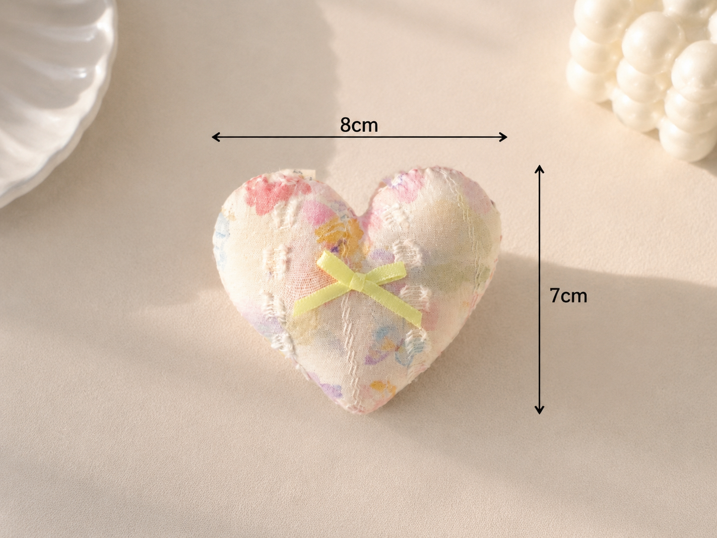 Handmade Pastel Floral Patchwork Heart Bag Charm | Free shipping