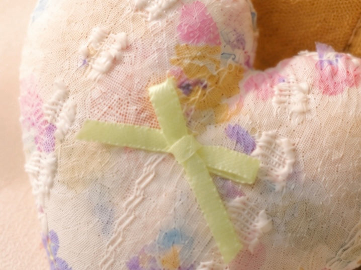 Handmade Pastel Floral Patchwork Heart Bag Charm | Free shipping