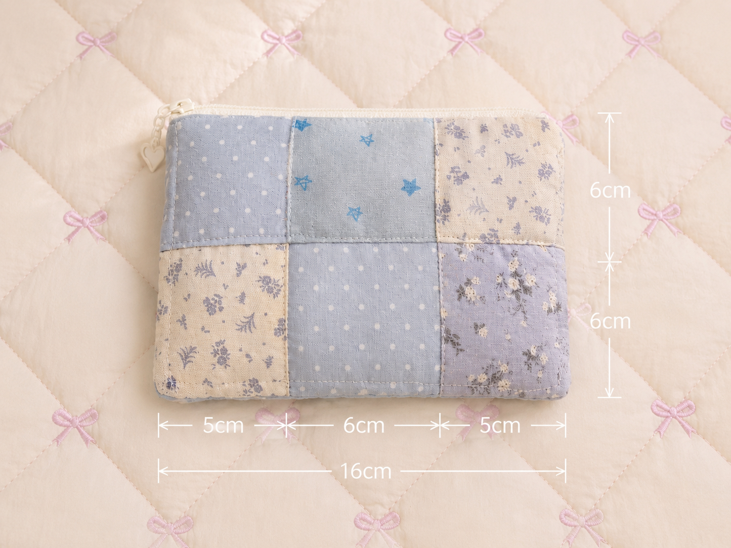Handmade Blue Floral Patchwork Zipper Pouch | Everyday Essentials Bag