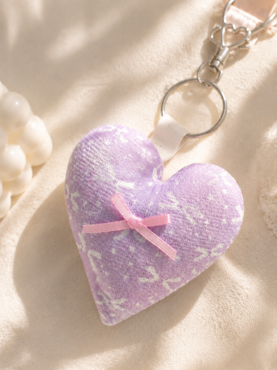 Handmade Lavender Heart Plush Charm｜Free shipping