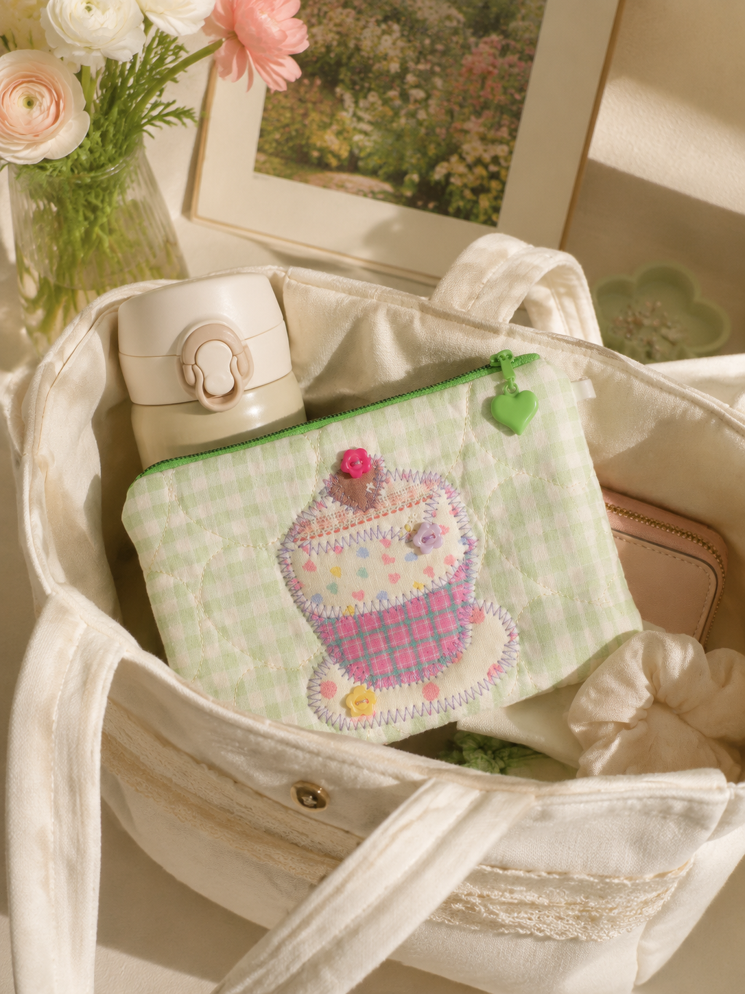 Handmade Sweet Cupcake Patchwork Zipper Pouch ｜Free shipping