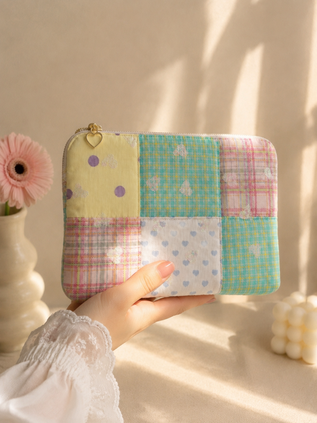 Handmade Pastel Daydream Patchwork Pouch｜Free shipping
