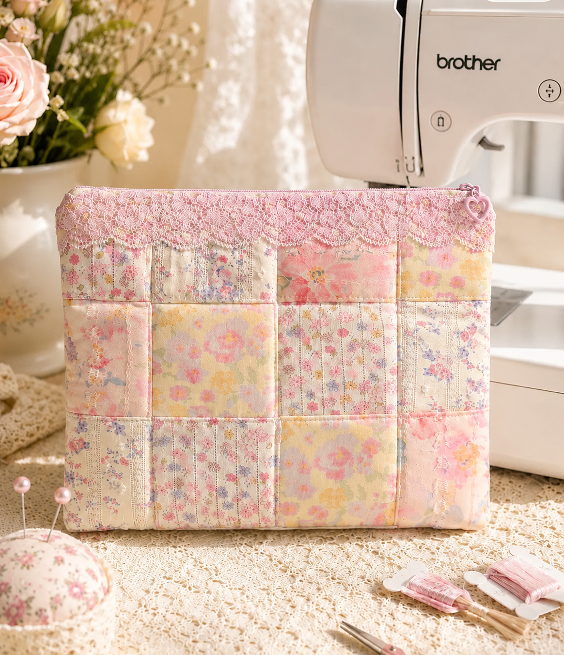 Handmade Floral Cosmetic and Everyday Organizer | Free shipping