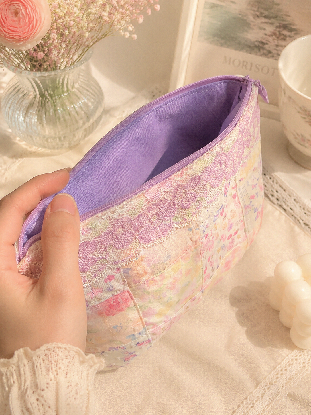 Handmade Floral Cosmetic and Everyday Organizer | Free shipping