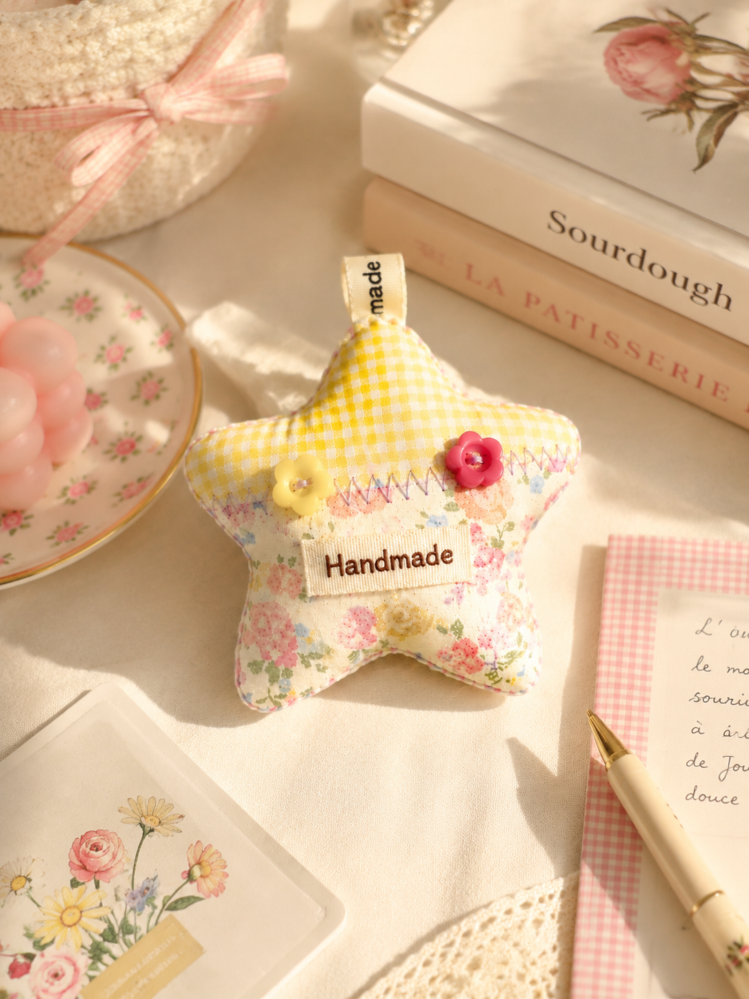 Handmade Pastel Floral Patchwork Star Charm｜Free shipping