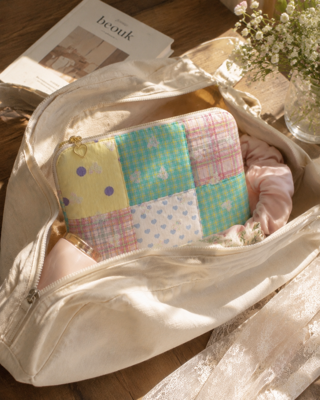 Handmade Pastel Daydream Patchwork Pouch｜Free shipping