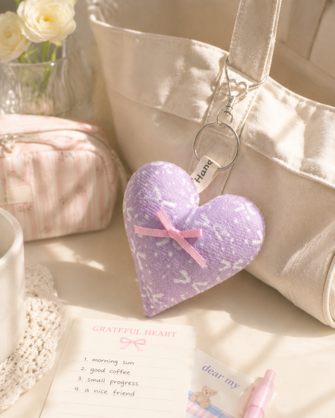 Handmade Lavender Heart Plush Charm｜Free shipping