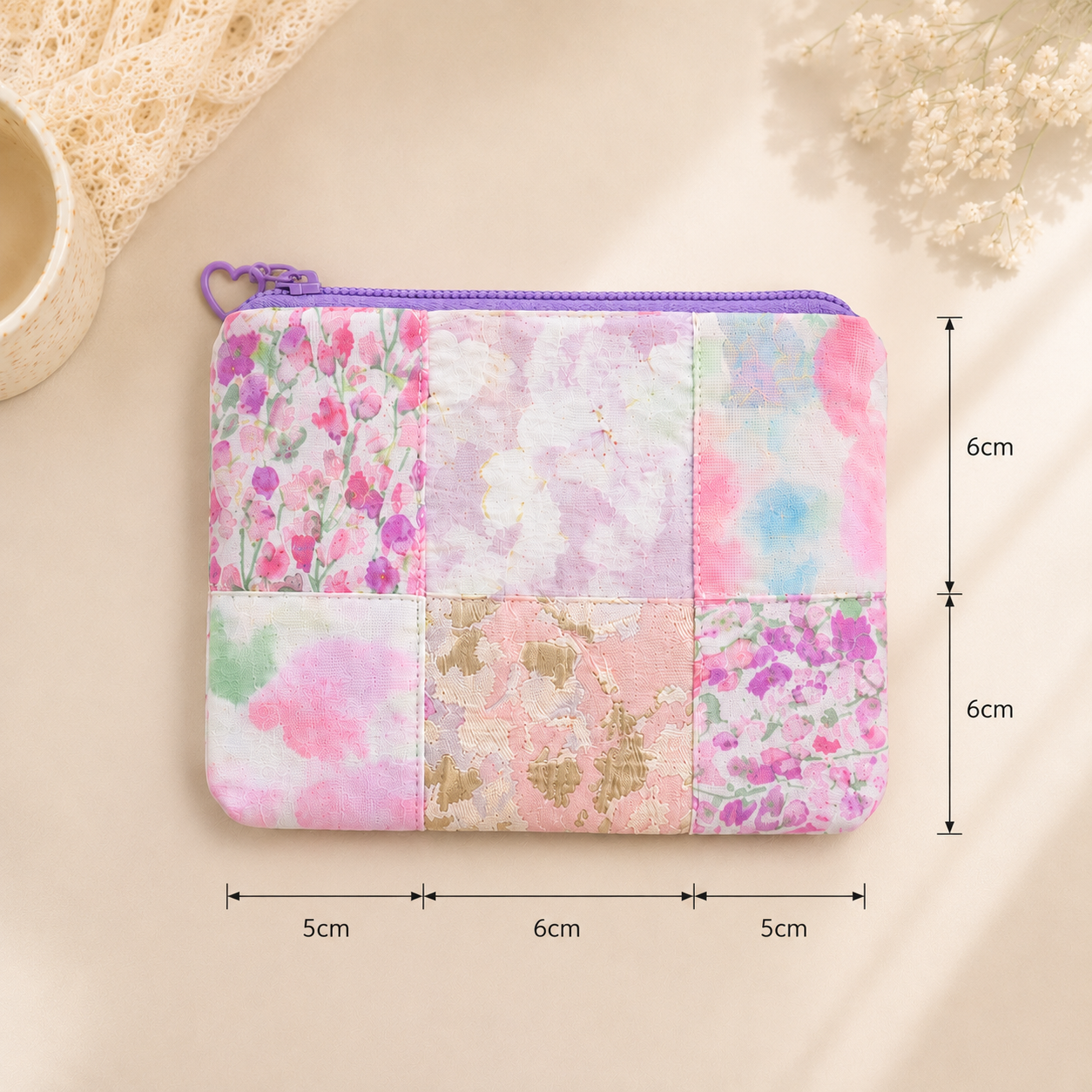 Handmade Pastel Patchwork Zipper Pouch ｜Free shipping