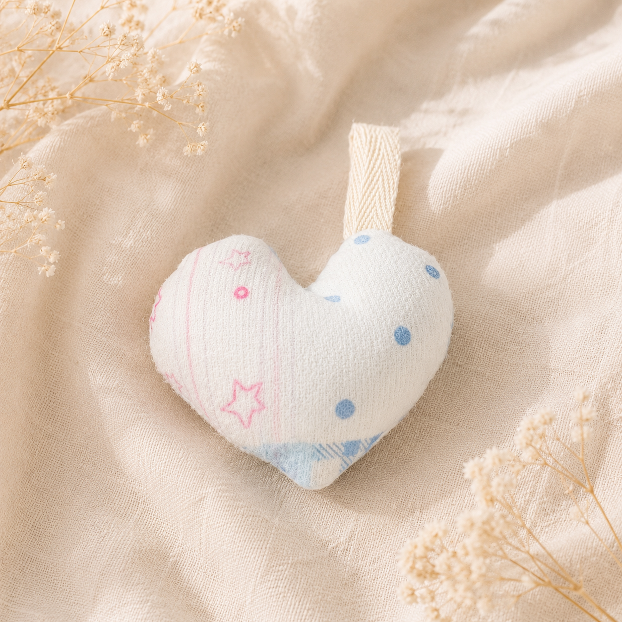 Handmade Blue Gingham Heart Bag Charm｜Free shipping