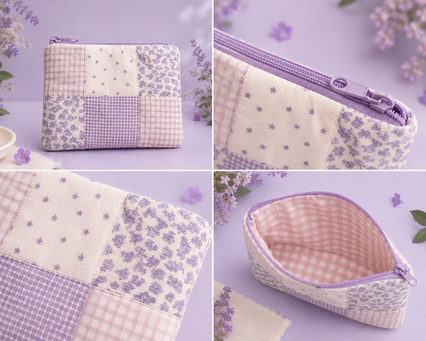 z-Lavender Garden Patchwork Pouch｜Free shipping