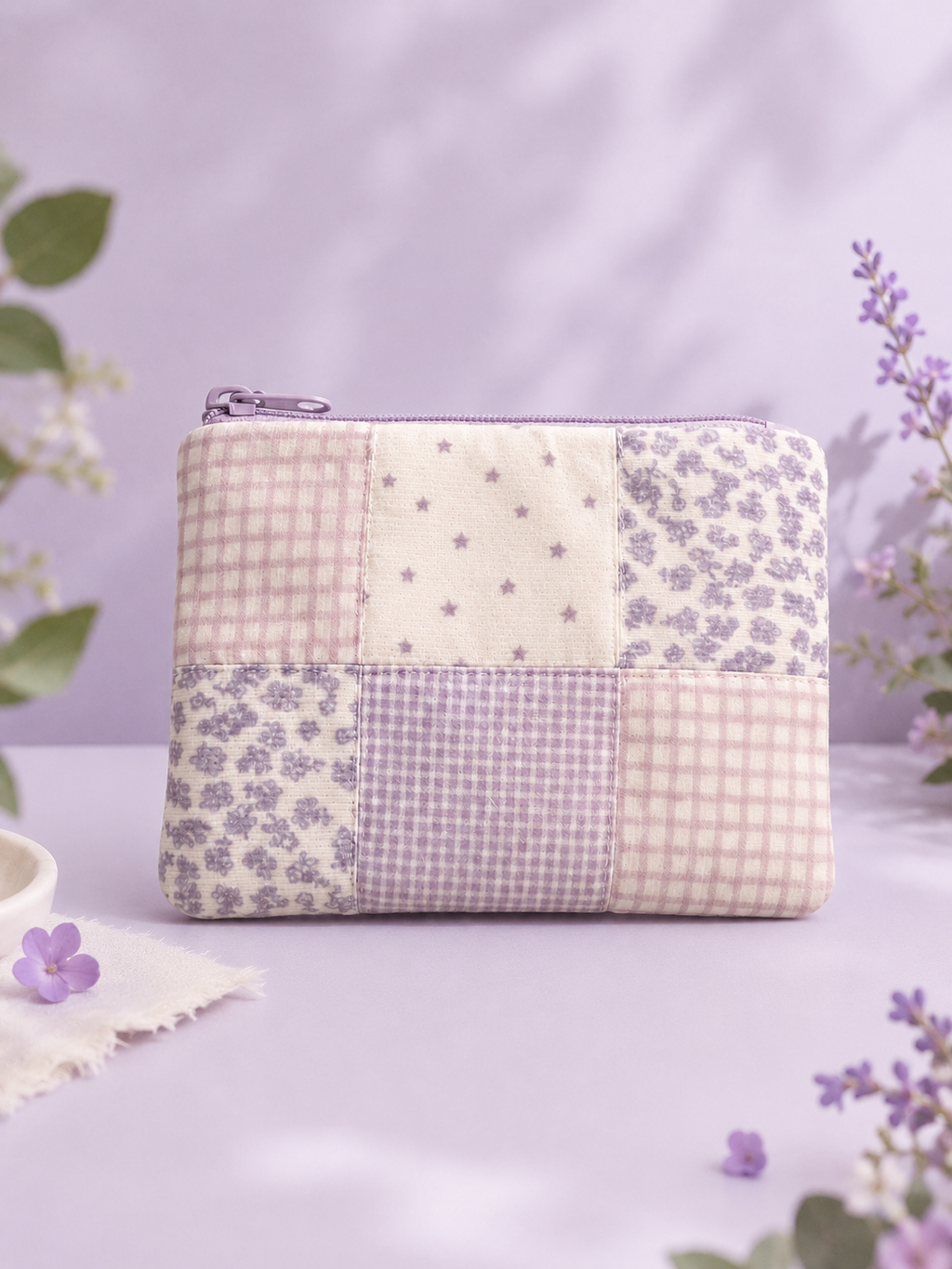 z-Lavender Garden Patchwork Pouch｜Free shipping