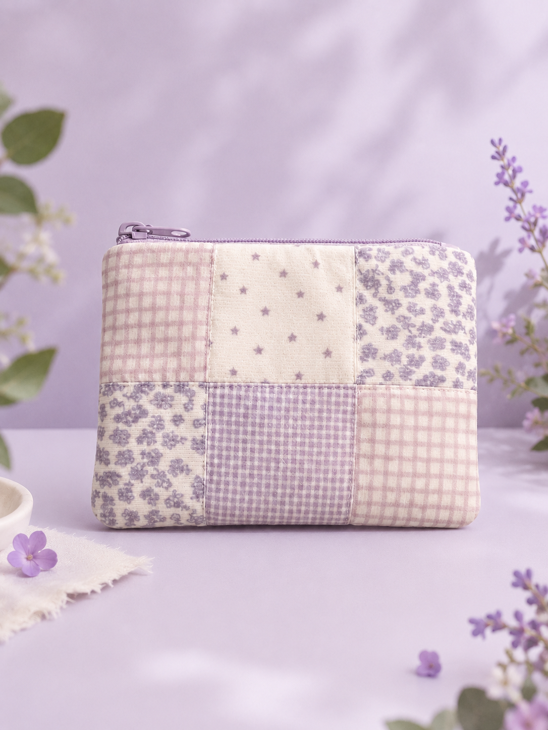 z-Lavender Garden Patchwork Pouch｜Free shipping