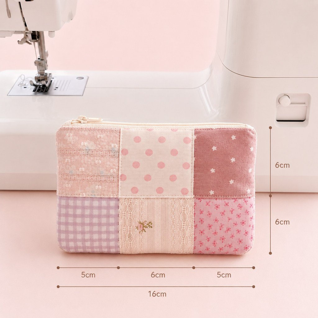 Strawberry Cake Patchwork Pouch | Handmade Quilted Zipper pouch| Free shipping