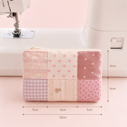 Strawberry Cake Patchwork Pouch | Handmade Quilted Zipper pouch| Free shipping