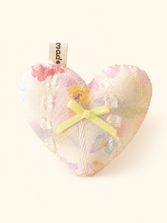Handmade Pastel Floral Patchwork Heart Bag Charm | Free shipping