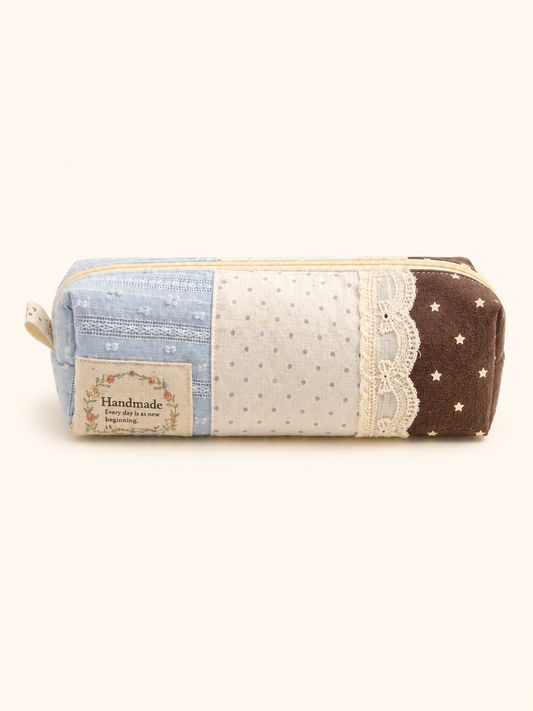 Handmade Blue Star Patchwork Pencil Case ｜Free shipping