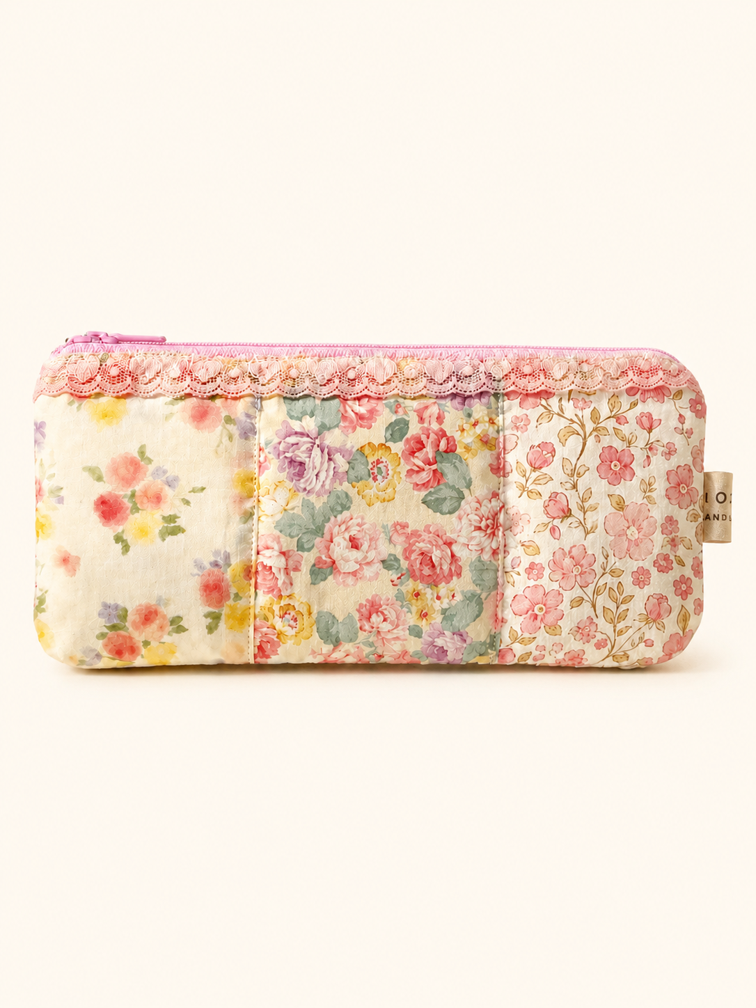 Handmade Blush Garden Floral Patchwork Pencil Case｜Free shipping