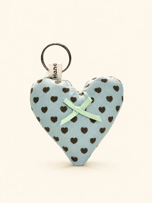 Handmade Blue Heart Fabric Keychain｜Free shipping